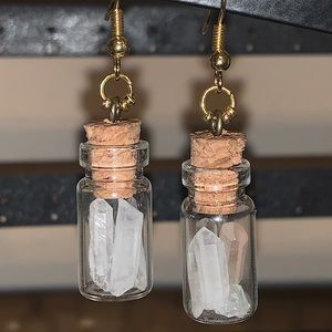 Mini Quartz crystal bottle earrings